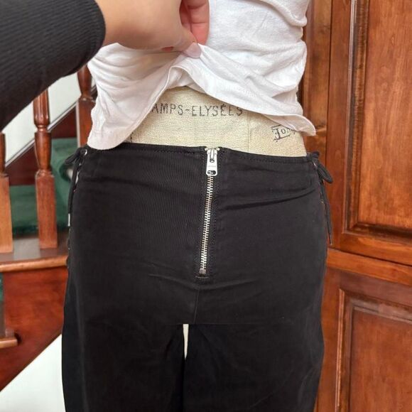 Express Vintage Lace Up Black Legging Ankle Pants Jeans Fitted Rockstar Grunge - Picture 6 of 8